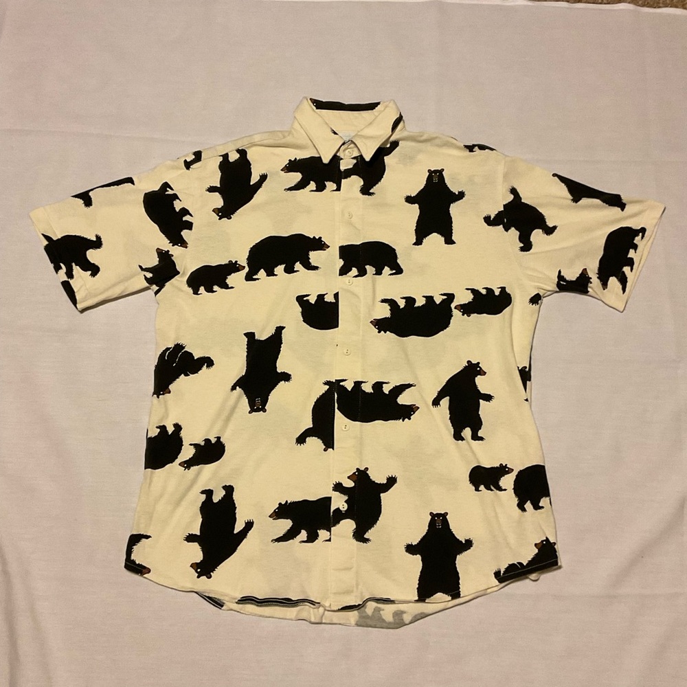 VTG Unique Hatley Collared Shirt Full Button Up “Fun Bear Design” Mens Large